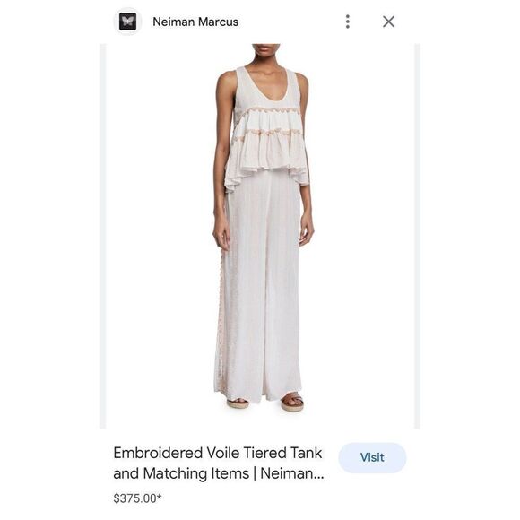 JONATHAN SIMKHAI Embroidered Voile Lightweight Tiered Tank - Picture 2 of 10